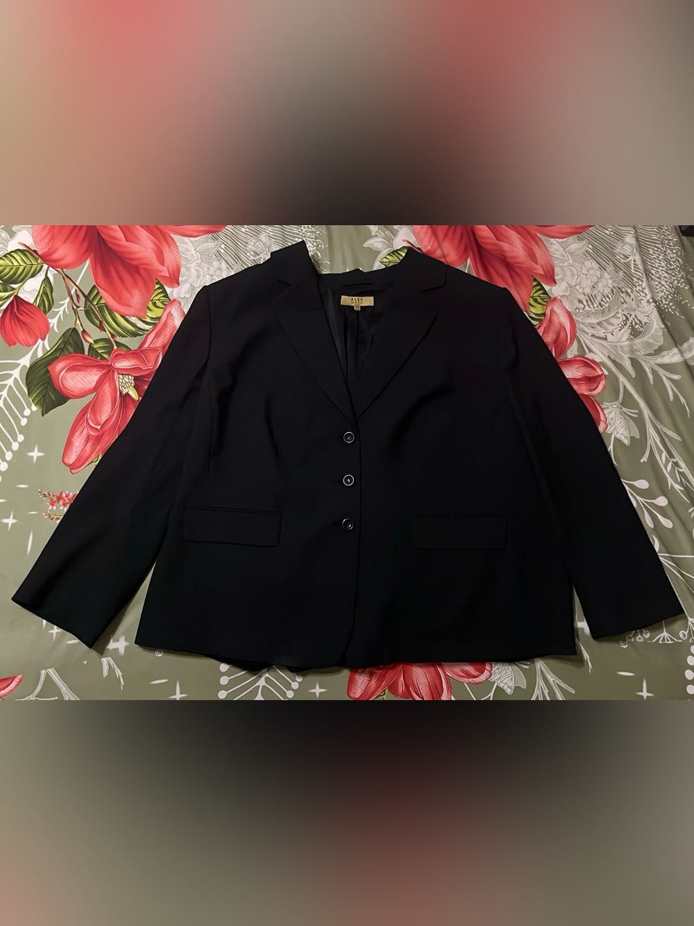 Alex Marie Womens Size 24W Black Three Button Blazer Suit Jacket Workwear Lined